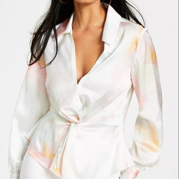 Guess Womans Long Sleeve Blouse - Poetic Floral Print - Picture 1 of 3